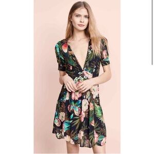 FARM RIO Garden Dreams Tropical Floral Dress, S
